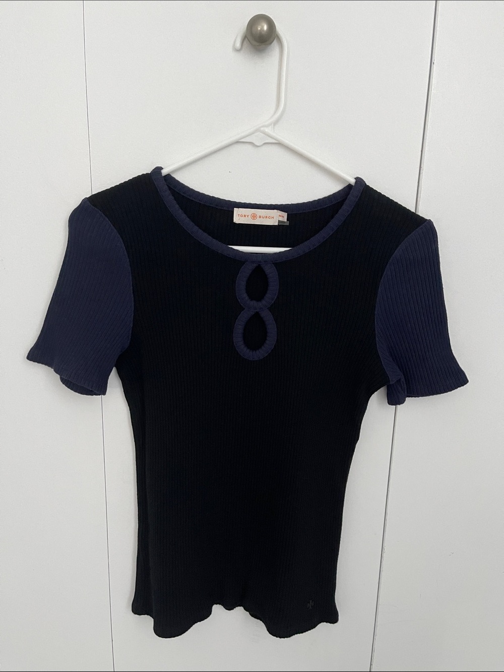Tory Burch Black Top with Navy Trim